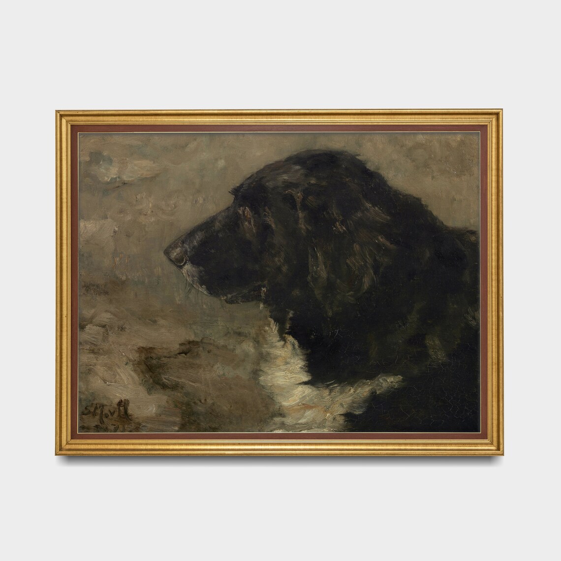 Dark Profile Study of a Black Dog Moody Canine Portrait Poster - Image 4