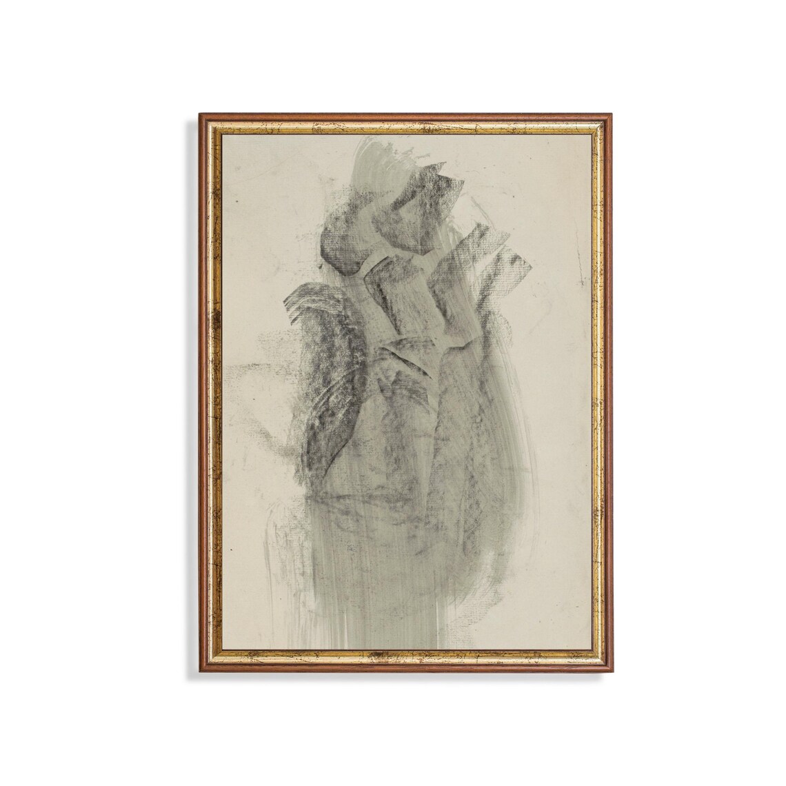Neutral Gray Abstract Charcoal Sketch Minimalist Wall Poster
