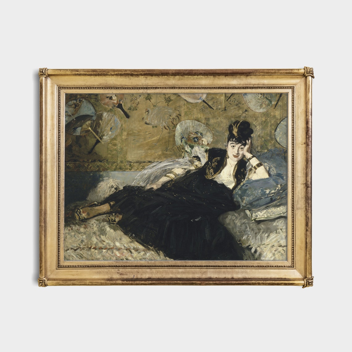 Printed And Shipped Woman With Fans Vintage Portrait Painting Moody Rustic Oil Painting Victorian Female Art Physical Prints - Image 4