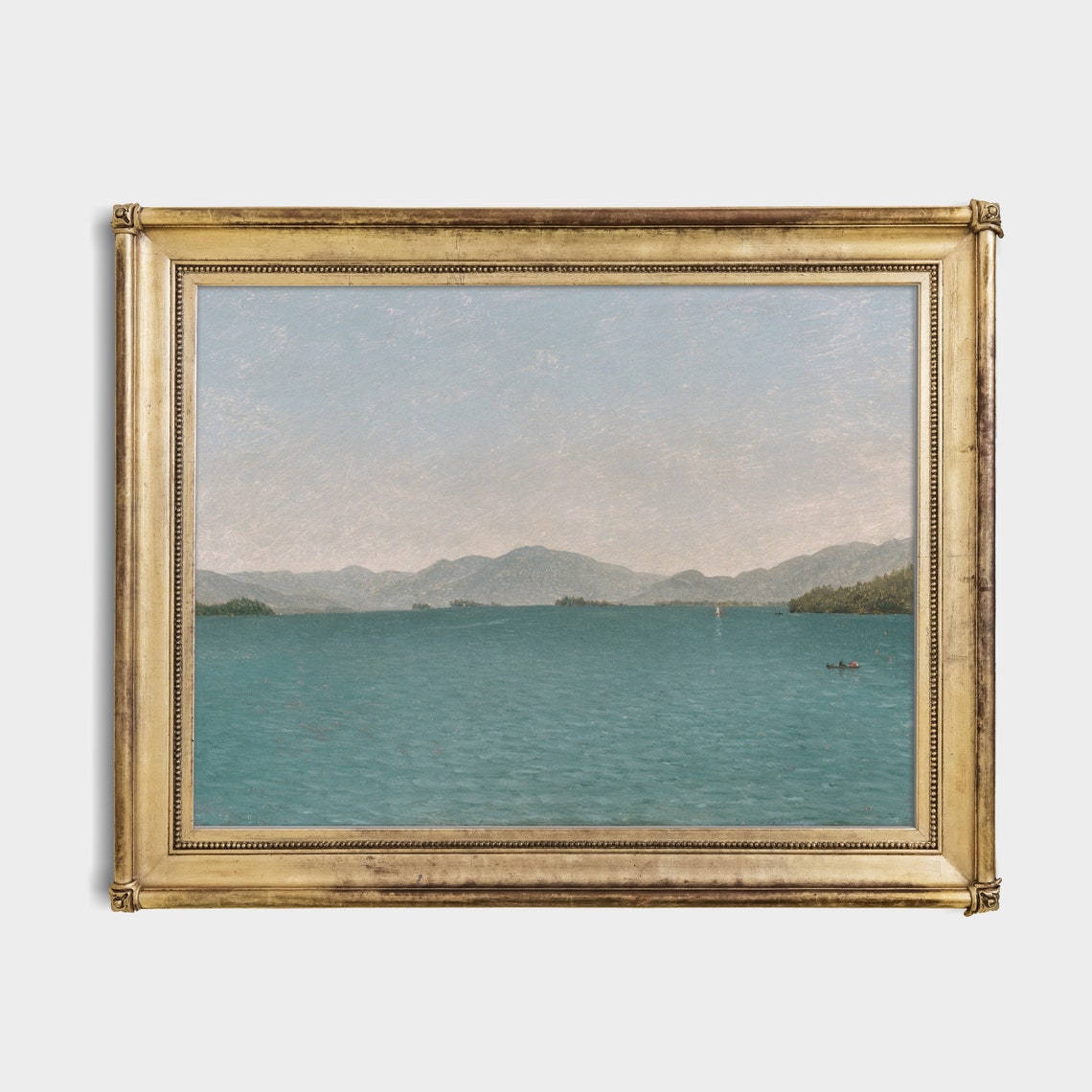 Tranquil Blue Lake With Distant Mountains Vintage Luminist Poster - Image 4