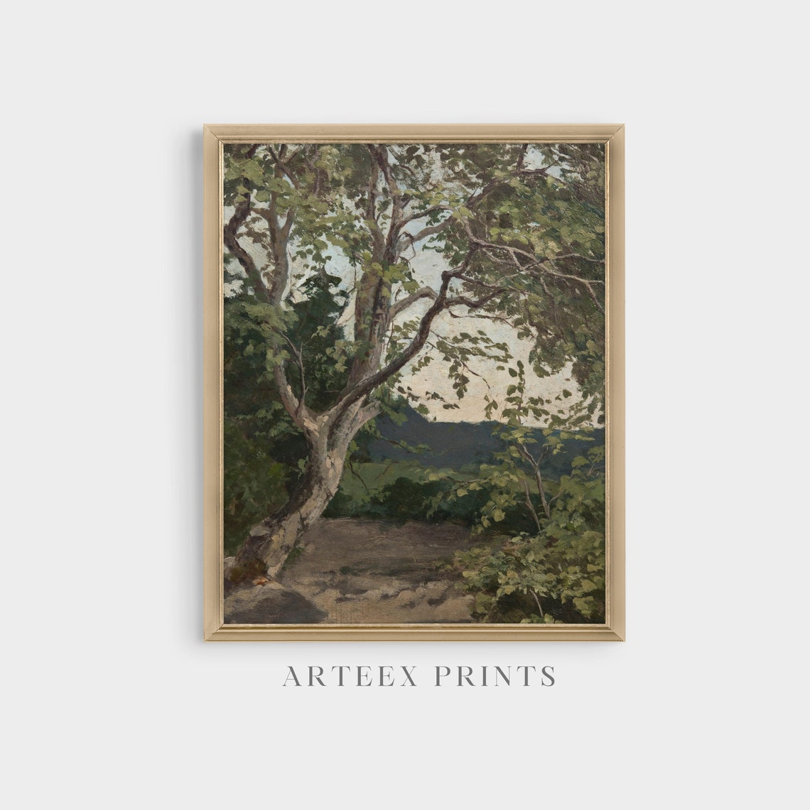 Old Gnarled Tree with Dense Green Canopy Vintage Nature Poster - Image 3
