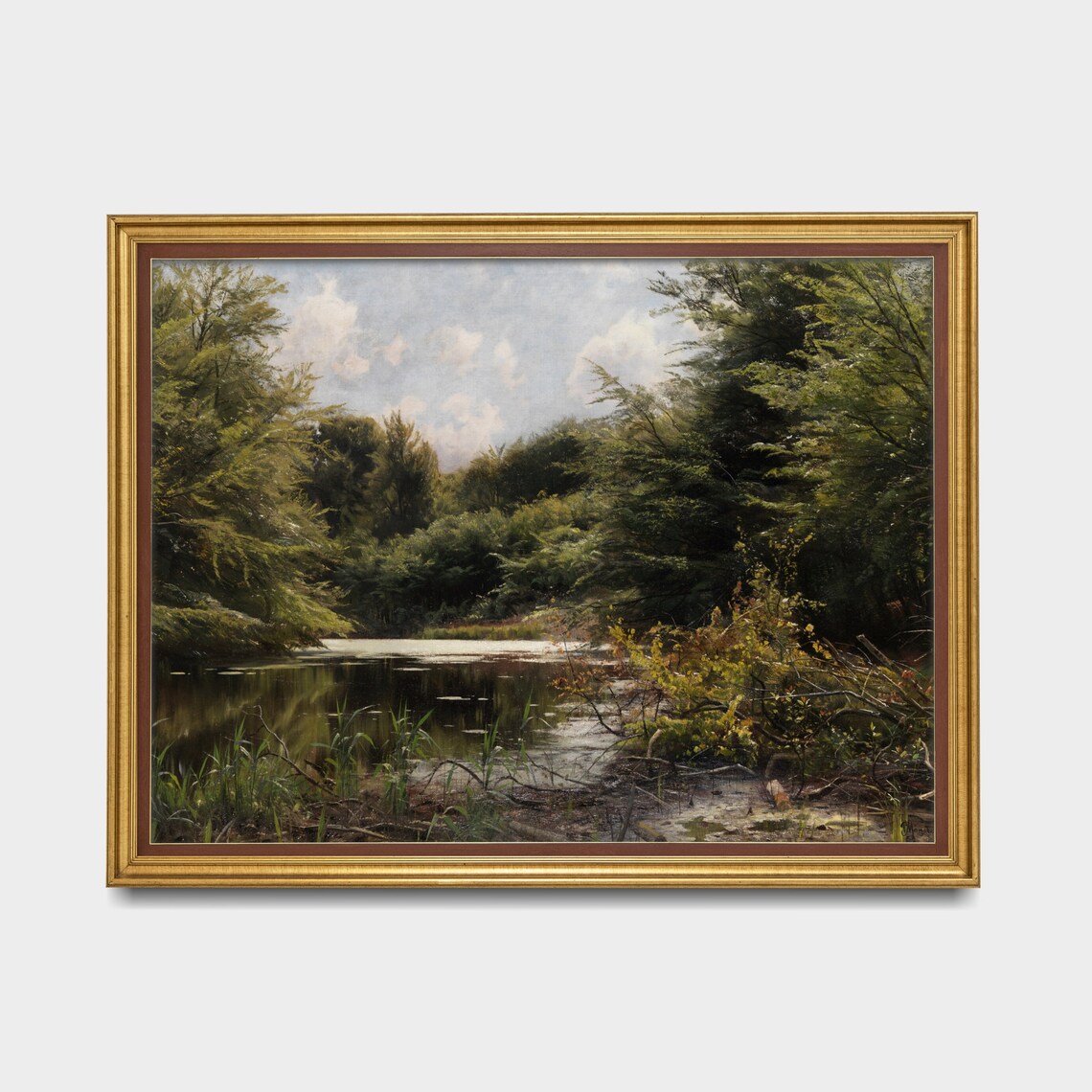 Vintage Landscape Painting, Rustic Lake House Art Print - Image 5