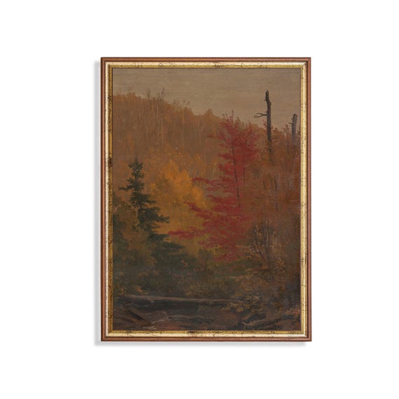 Printed And Shipped Vintage Autumn Painting Antique Fall Landscape Rustic Moody Print Country Scenery Fine Art Physical Prints