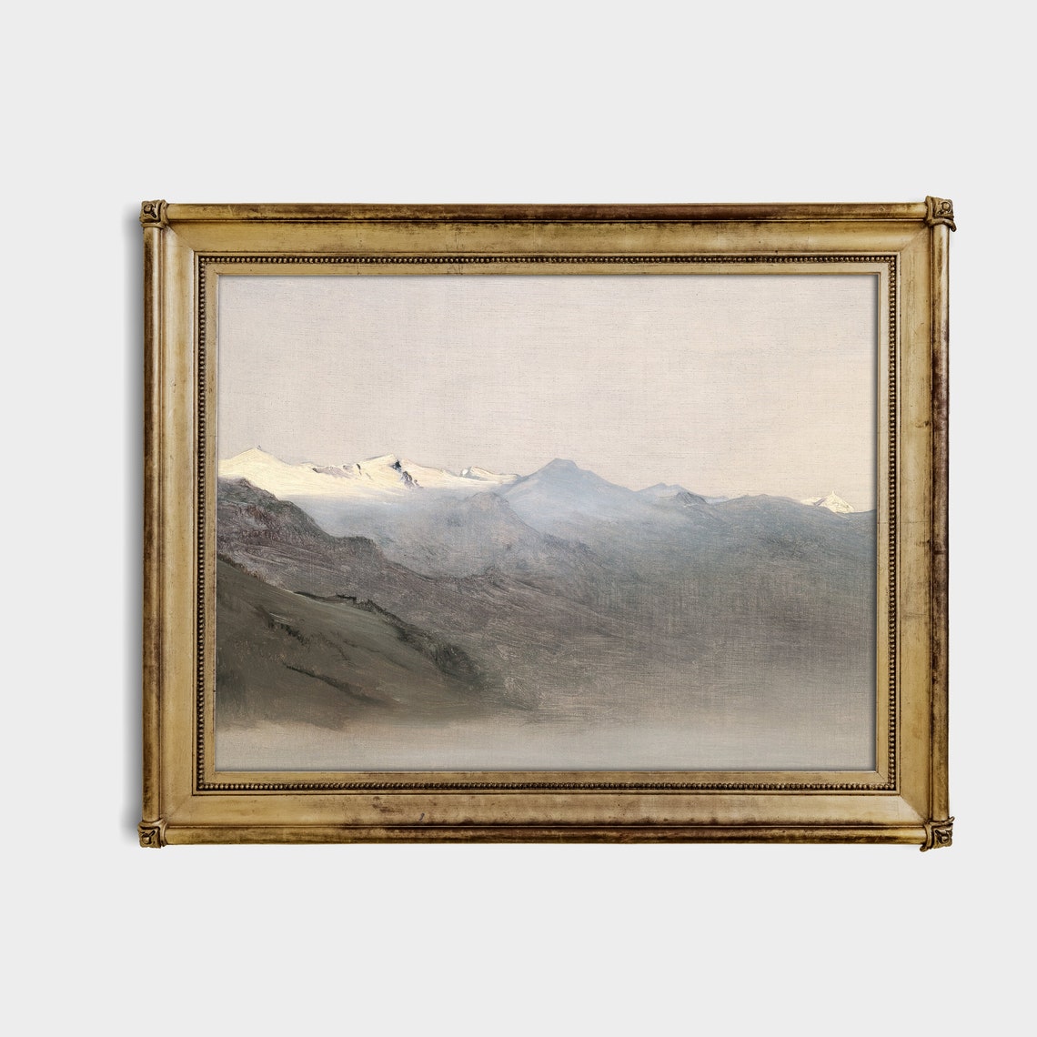 Distant Snowy Peaks In Mist Muted Winter Mountain View Poster - Image 3