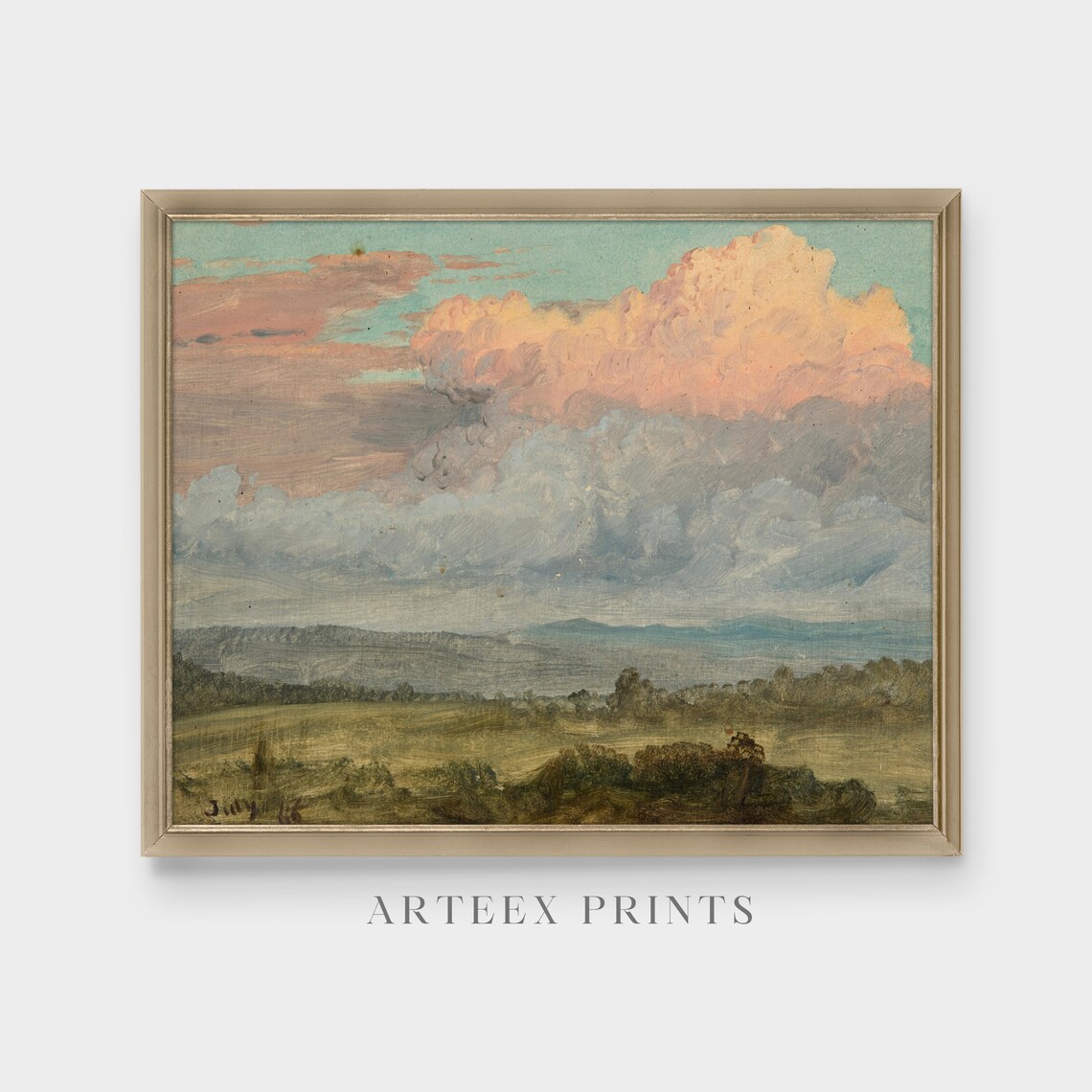 Towering Summer Storm Cloud Over Green Hills Vintage Landscape Poster - Image 5