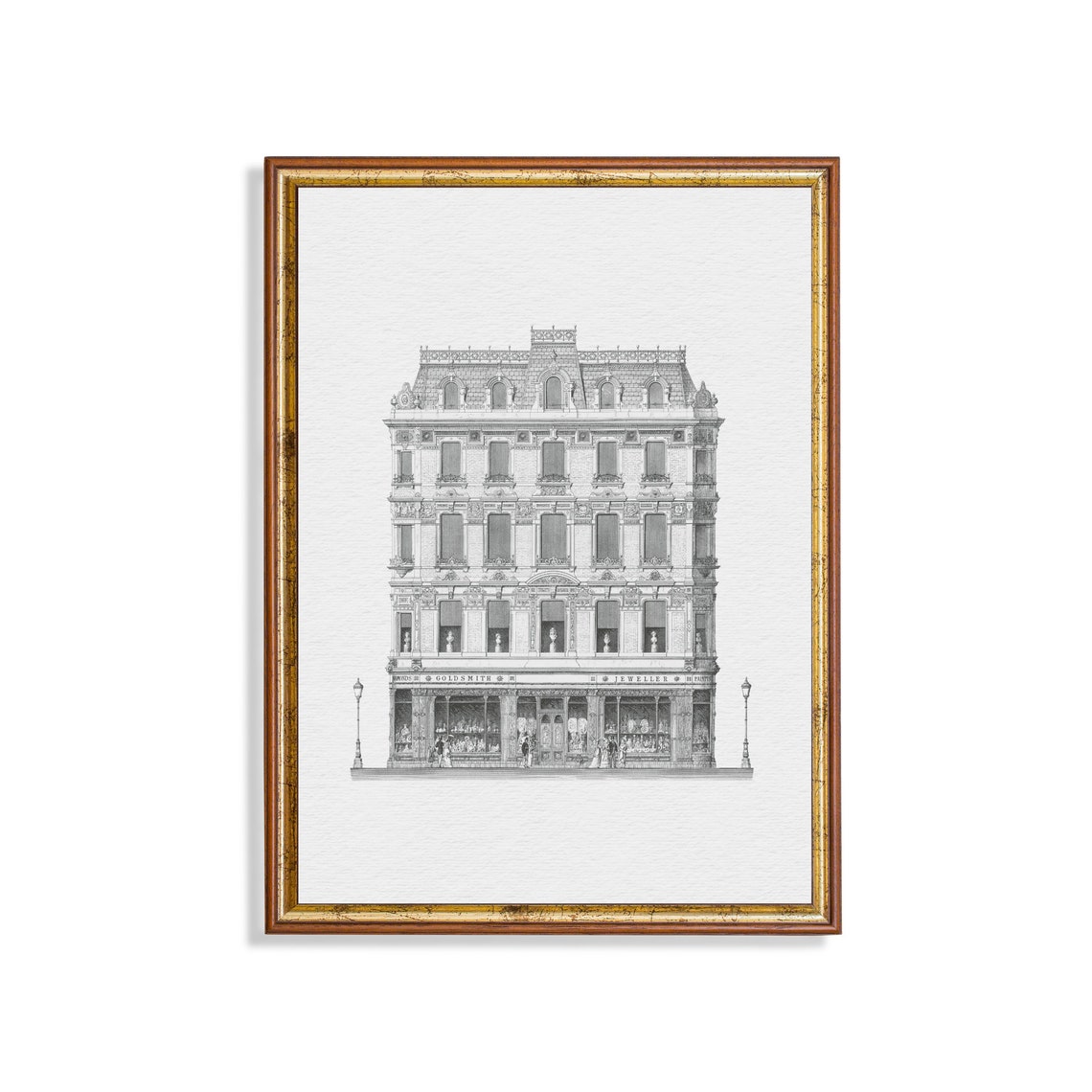 Vintage Architecture Sketch Antique Drawing Print Ink Drawing Neutral Decor Wall Art Farmhouse Decor