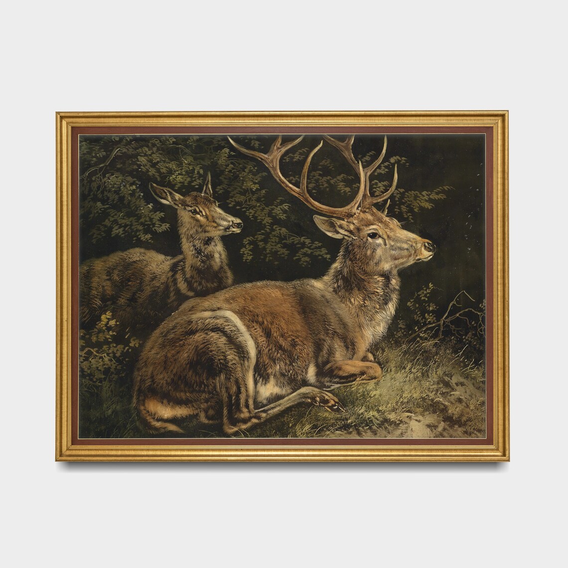 Vintage Deer Painting, Rustic Animal Art Print - Image 3