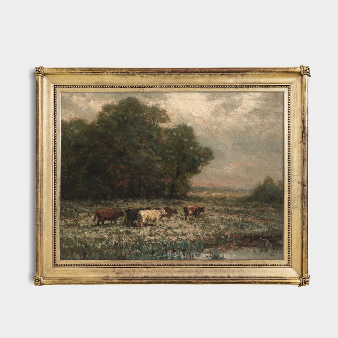 Vintage Country Landscape with Cattle, Art Print - Image 3
