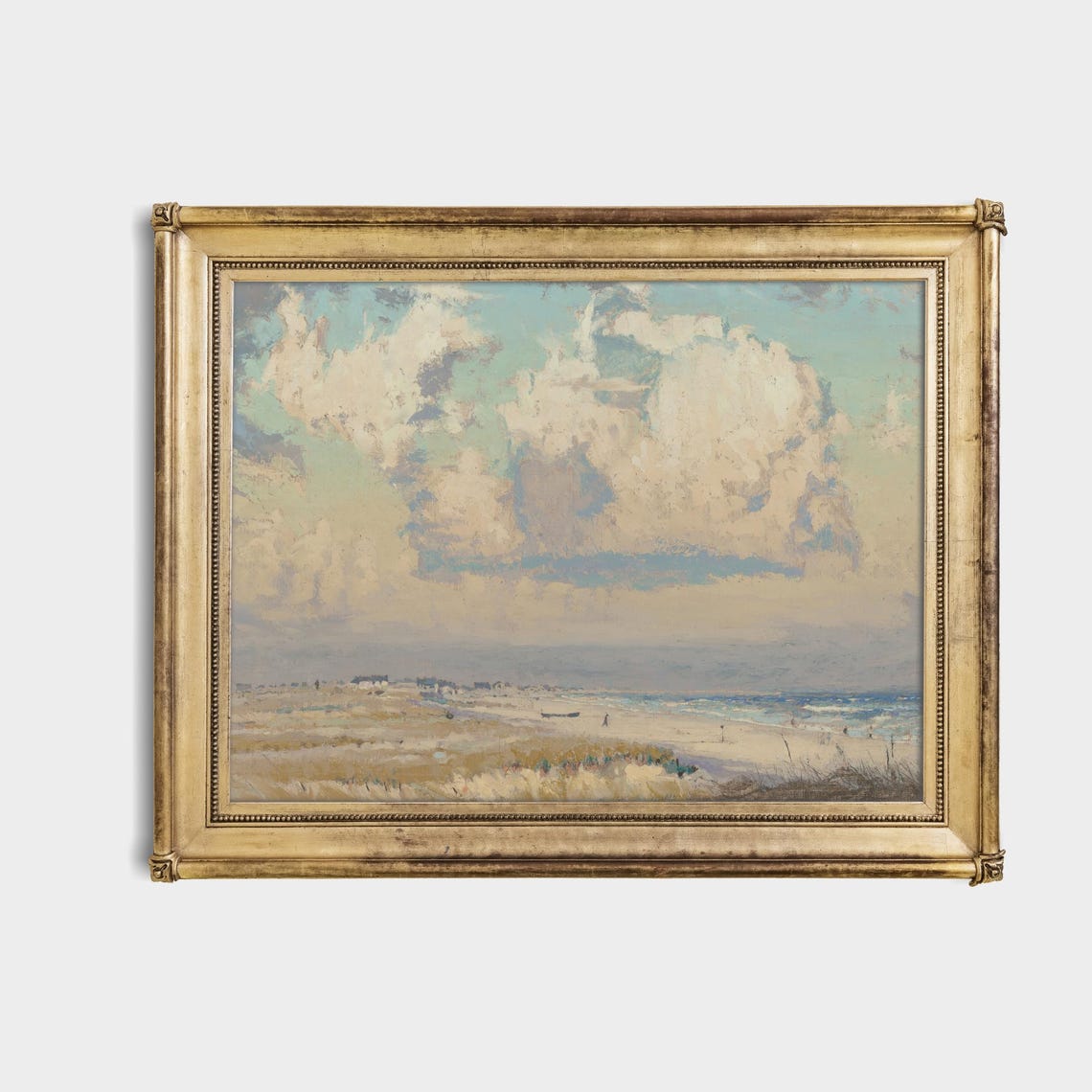 Dramatic Clouds Drifting Over A Sandy Beach Vintage Seascape Poster - Image 4