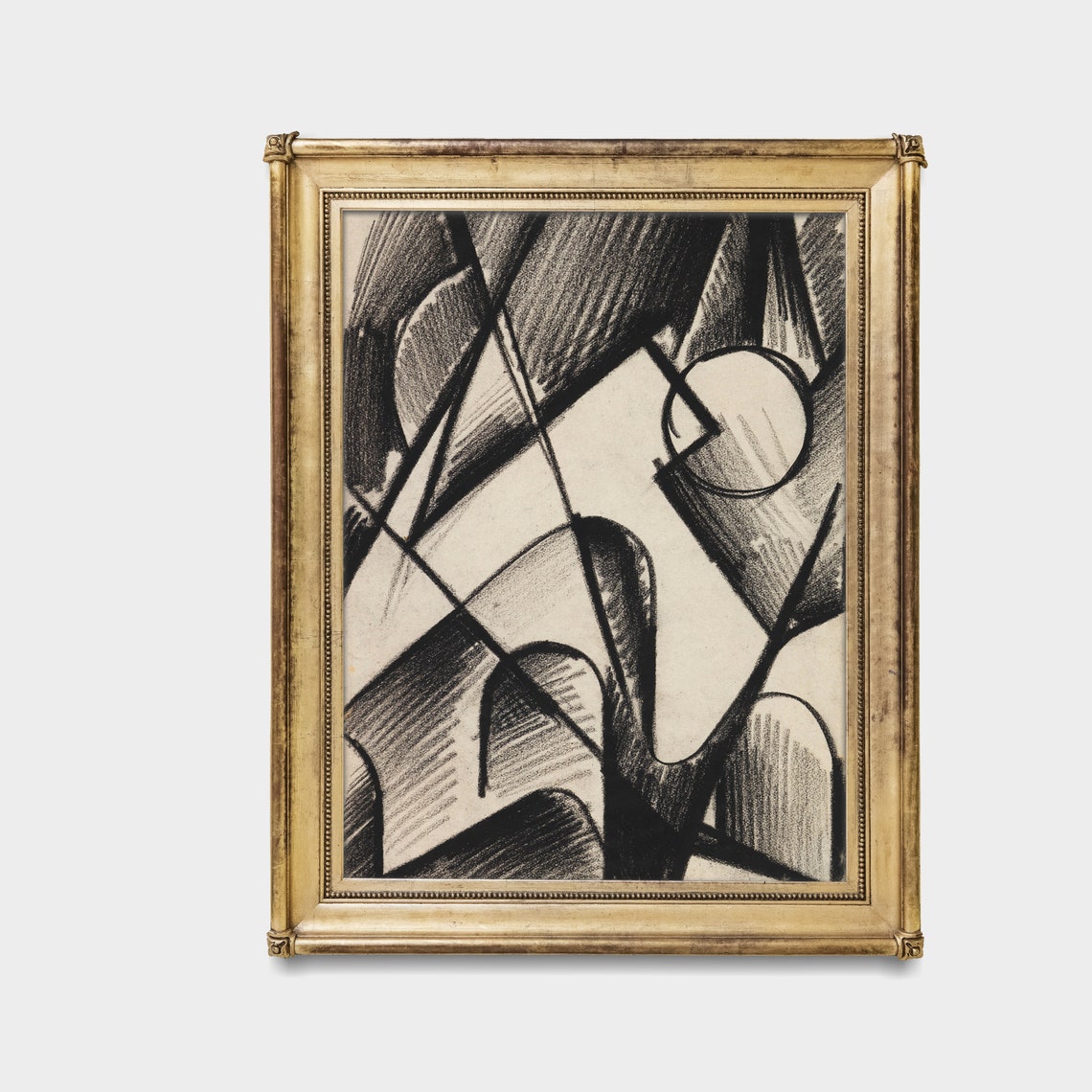 Bold Black Cubist Charcoal Abstract Geometric Drawing Poster - Image 3