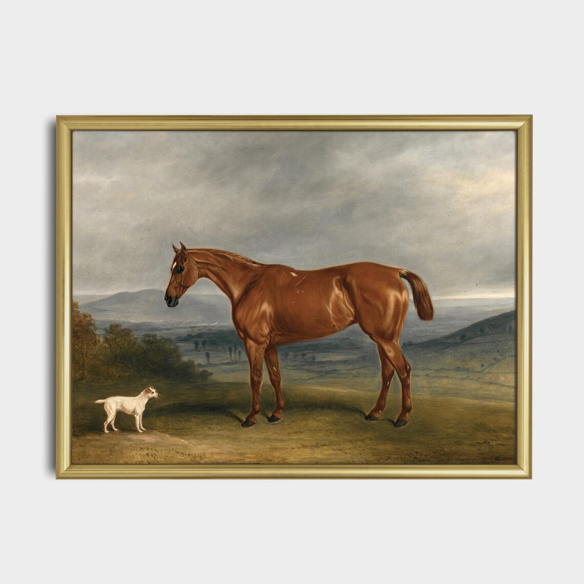 Vintage Horse and Dog Painting, Rustic Wall Art Print - Image 3