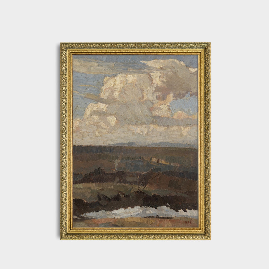 Vintage Landscape Painting Antique Country Landscape Wall Art Farmhouse Decor Oil Painting Fine Print - Image 3