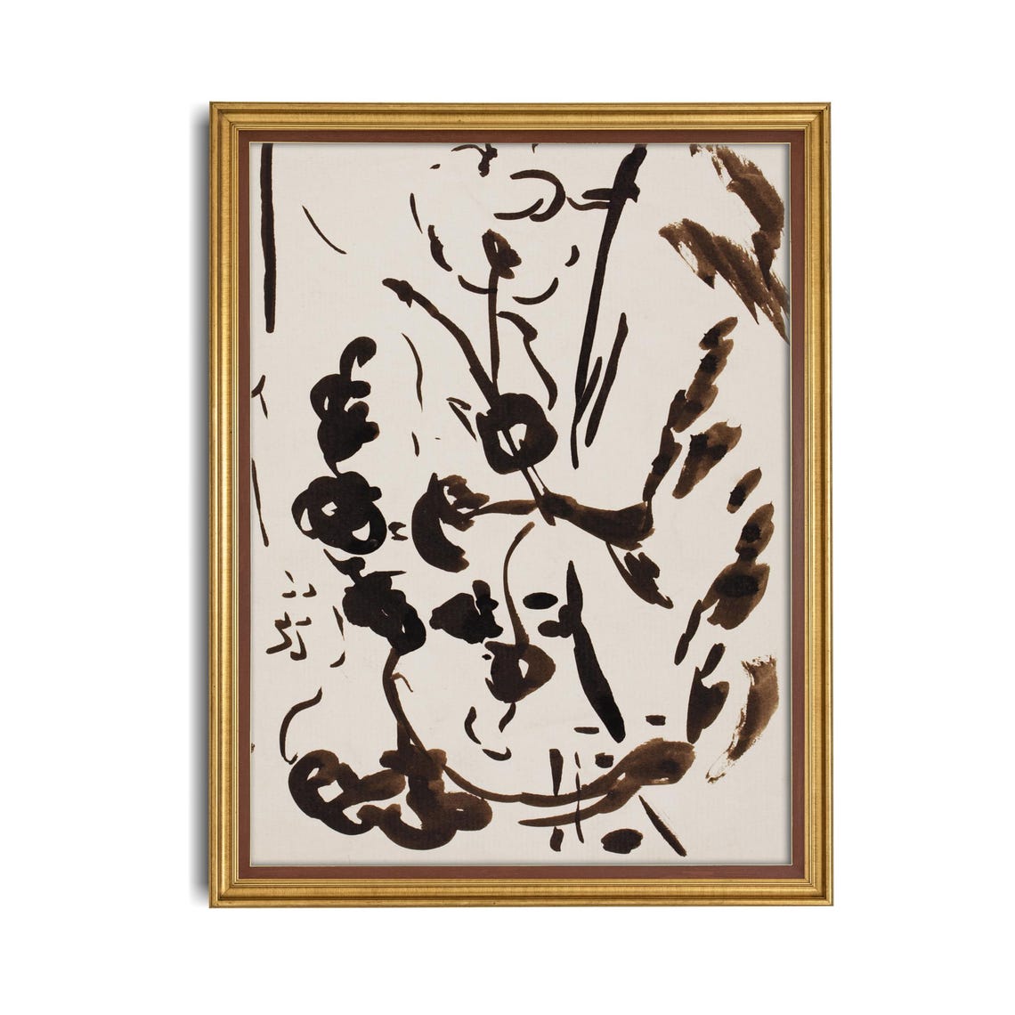 Bold Gestural Ink Drawing Abstract Expressionist Monochrome Art Poster - Image 4
