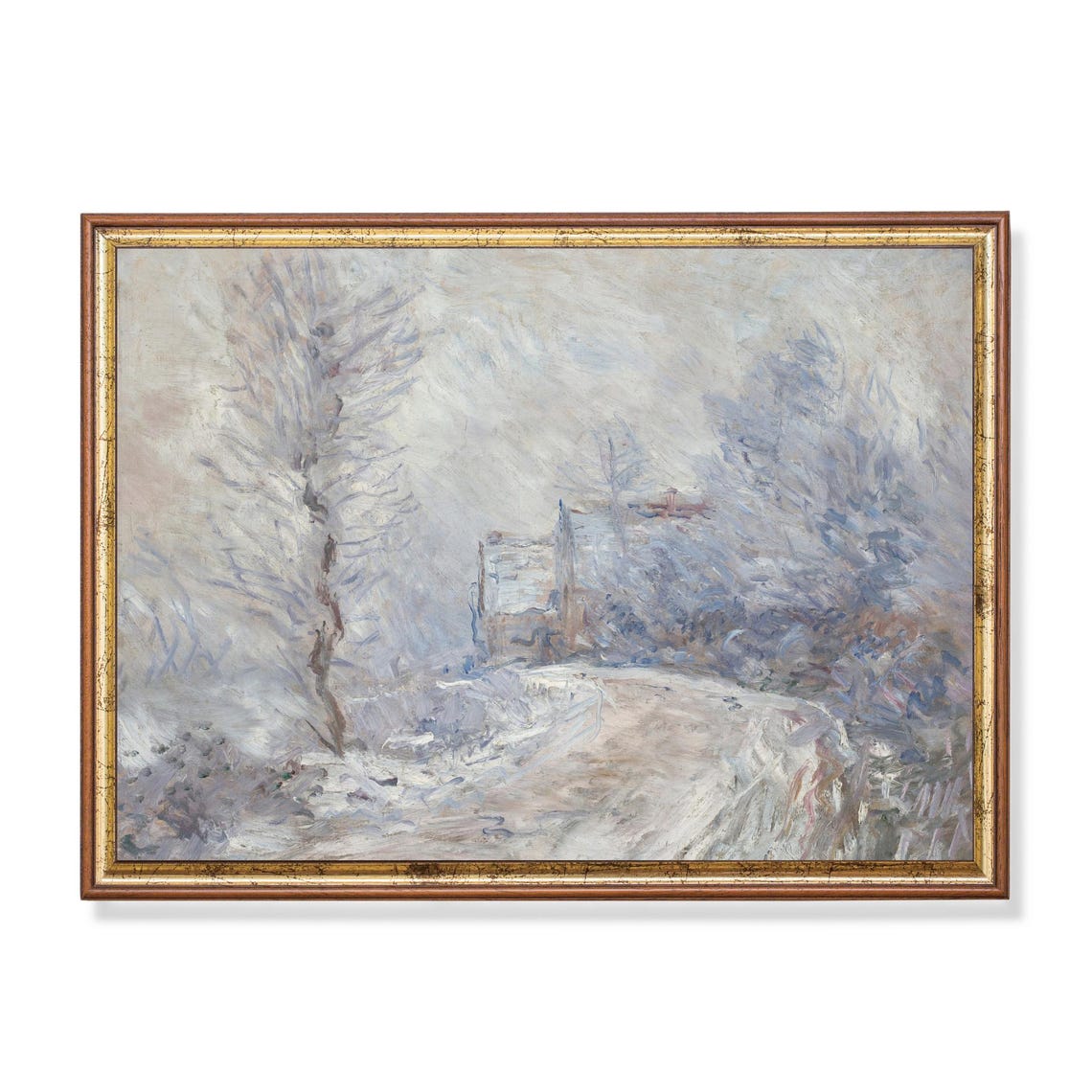 Winding Snowy Path Through a White Winter Vintage Landscape Poster