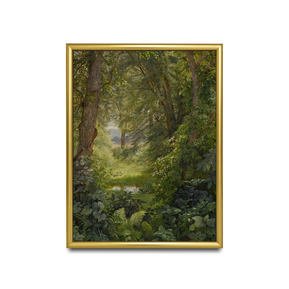 Vintage Landscape Painting, Farmhouse Forest Print - Image 2
