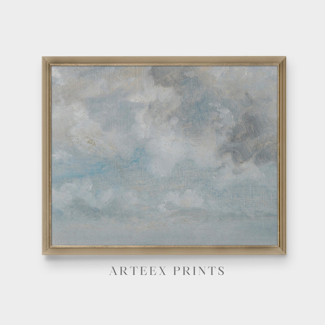 Antique Soft Neutral Grey Clouds Sky Study Minimalist Art Poster - Image 3