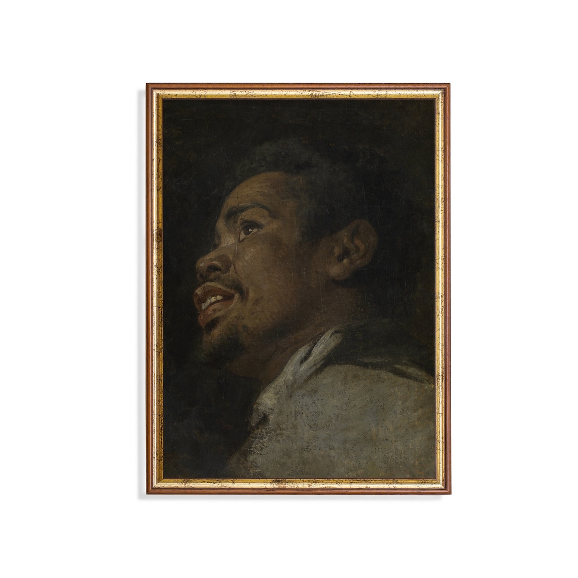 Laughing Man in Profile Dramatic Chiaroscuro Portrait Poster