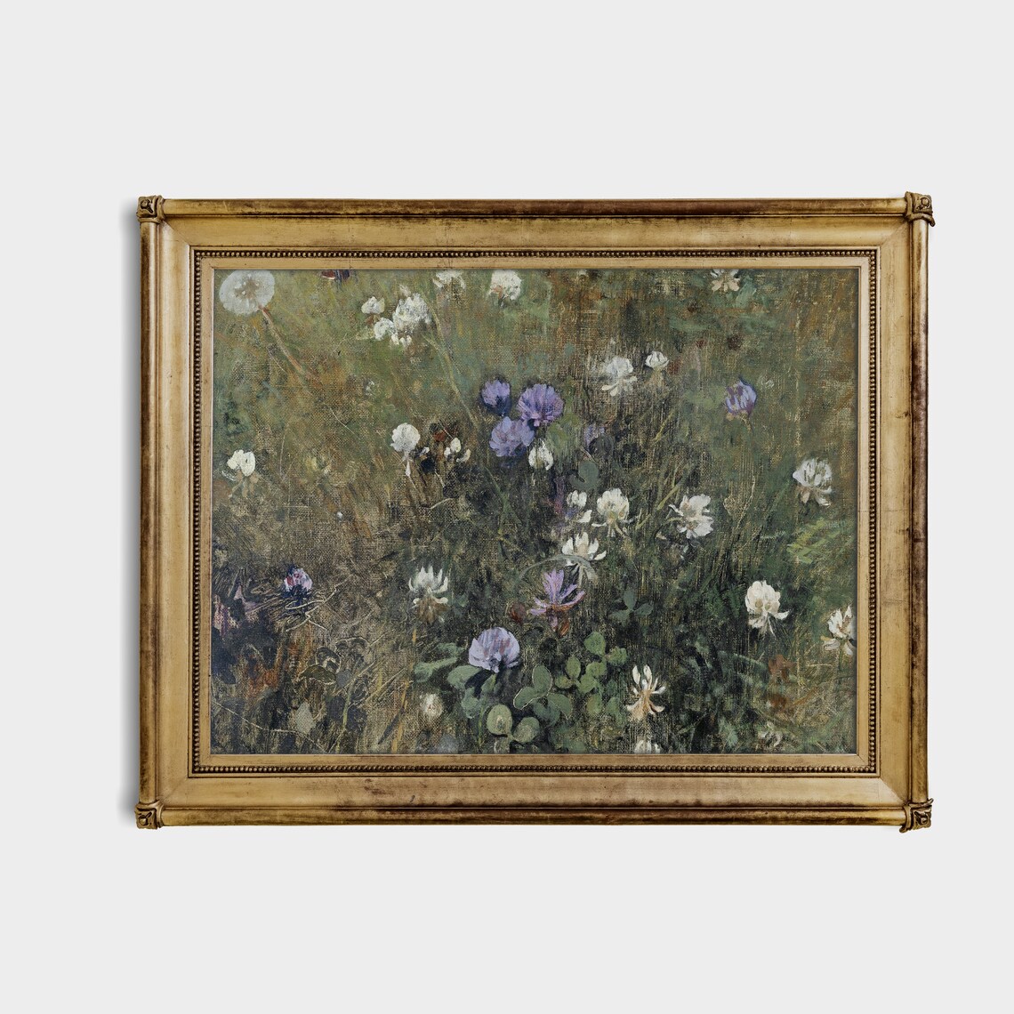 Wildflower Meadow with Clover and Cornflowers Vintage Painting Poster - Image 4