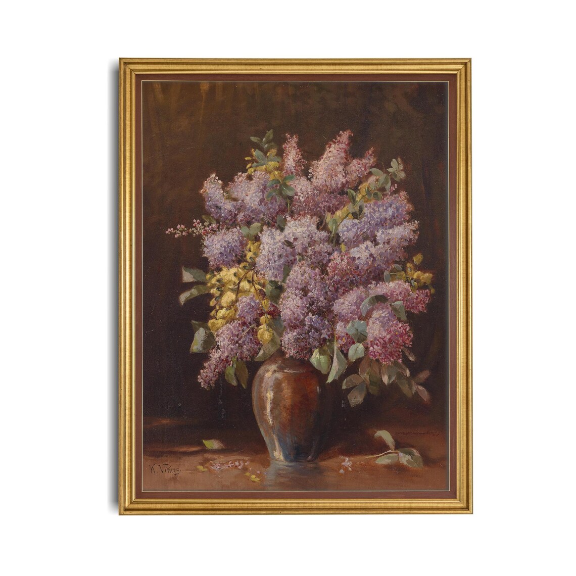 Vintage Floral Still Life With Bouquet Vase Art Print - Image 4