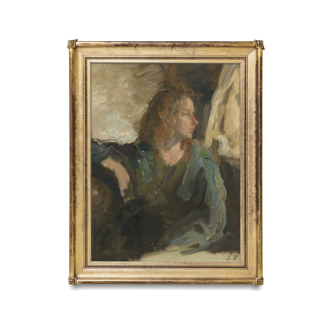 Woman In Profile Vintage Oil Portrait Painting Impressionist Poster - Image 2