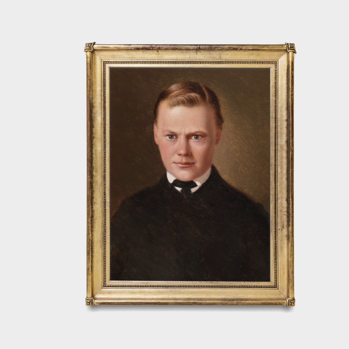 Young Man in Dark Coat Antique Moody Portrait Oil Painting Poster - Image 5