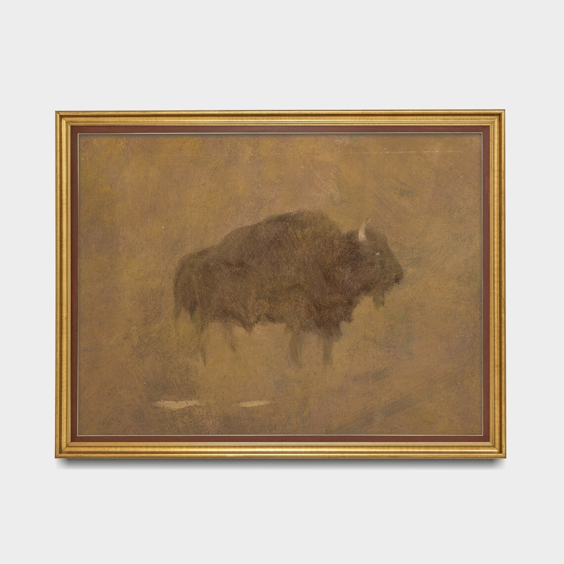 Vintage Buffalo Painting, Rustic Farmhouse Art Print - Image 3