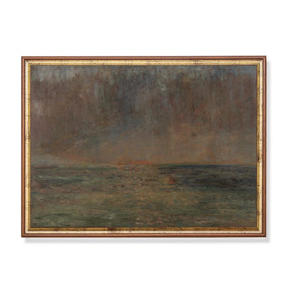 Printed And Shipped Ocean Painting Moody Rustic Antique Print Seascape Vintage Wall Art Nautical Decor Physical Print