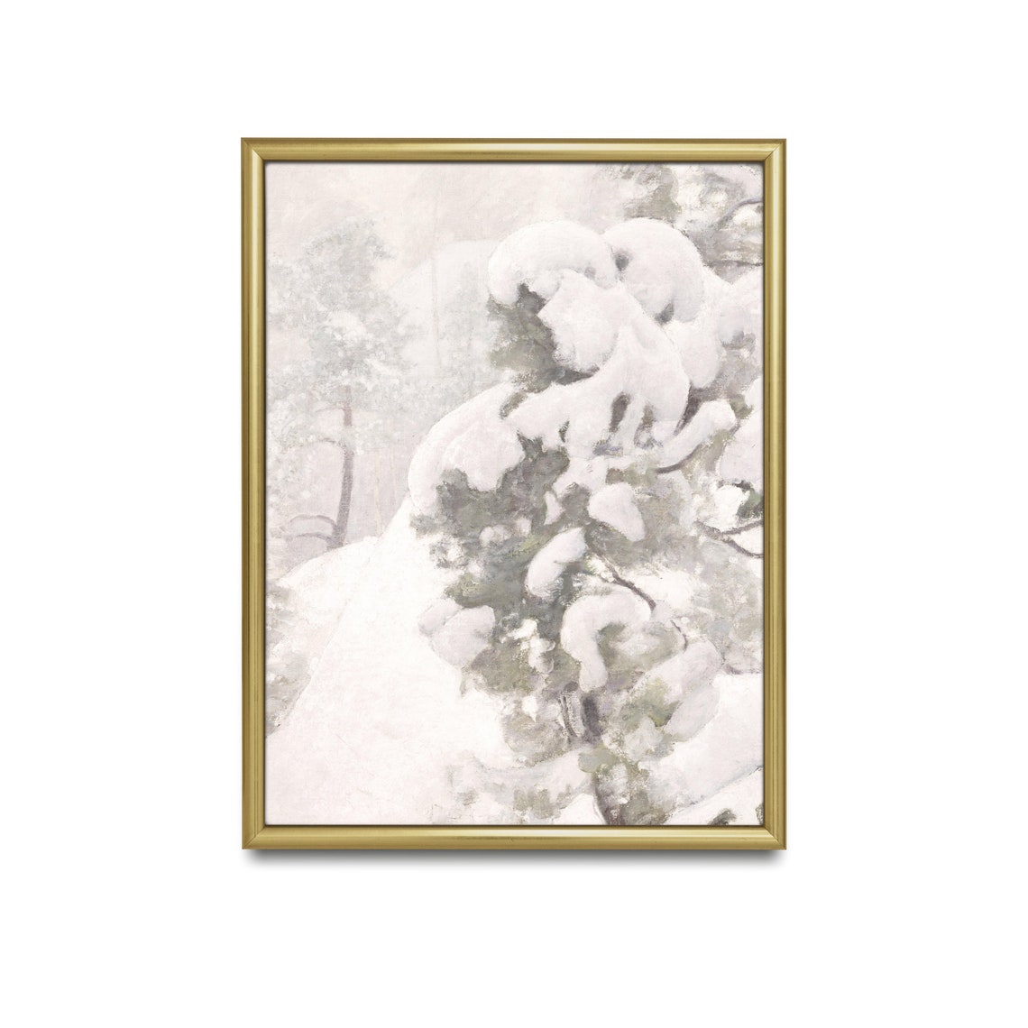 Heavy Snow Laden Evergreen Boughs in a Whiteout Winter Poster - Image 2