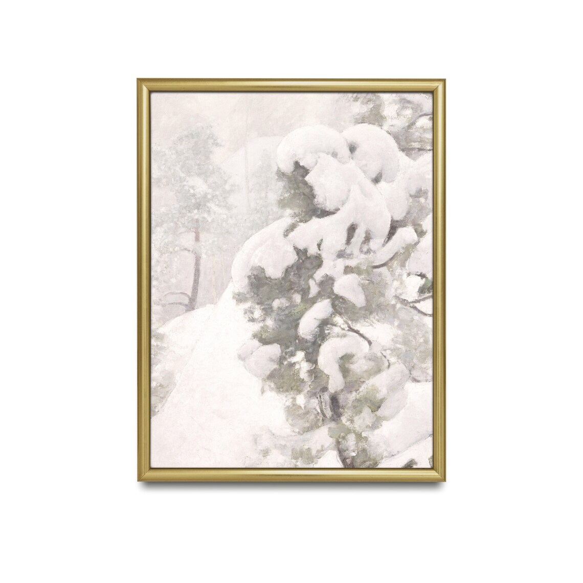 Vintage Snowy Landscape Art Print, Rustic Winter Scene - Image 2