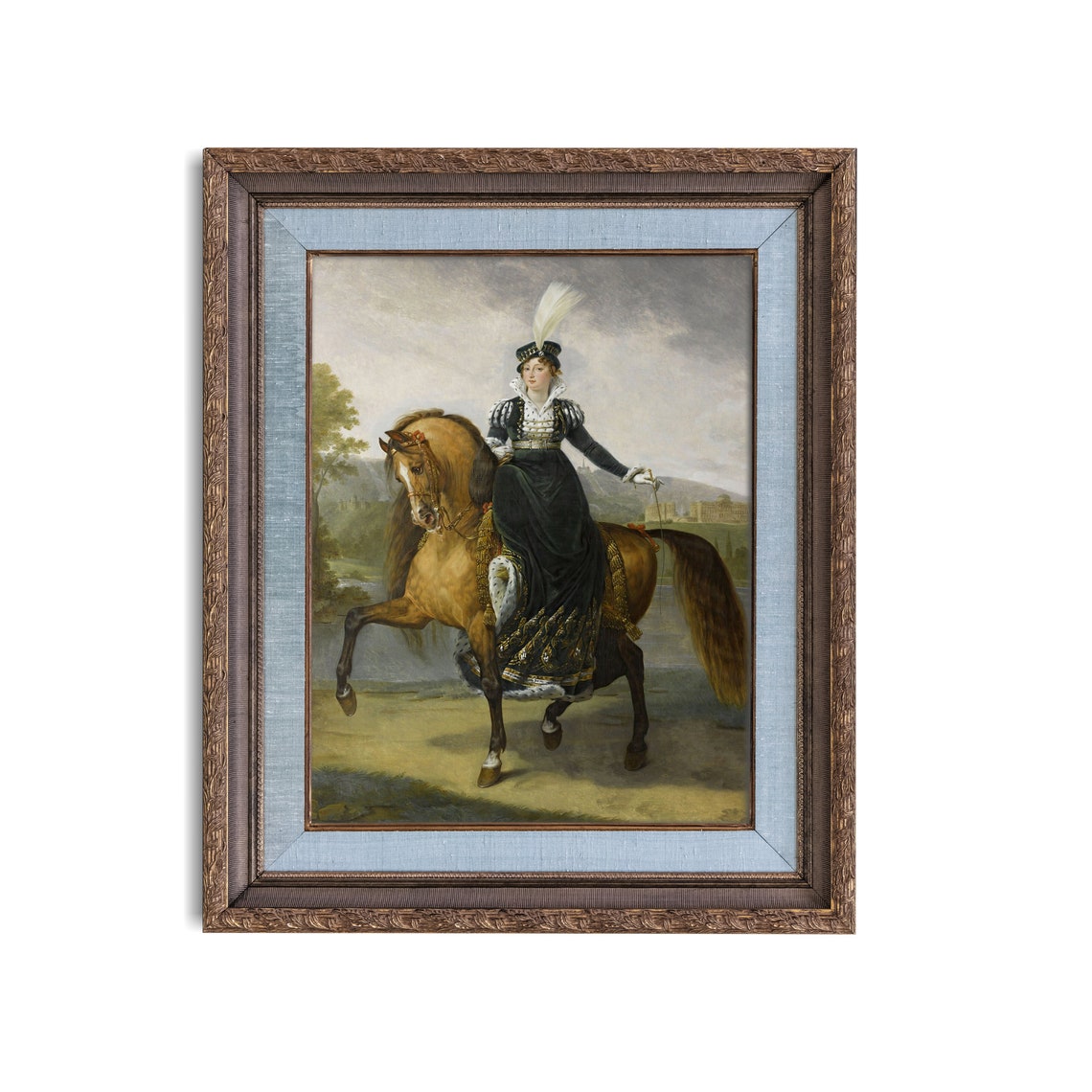 Lady Rider in a Dark Riding Habit Equestrian Portrait Poster - Image 2