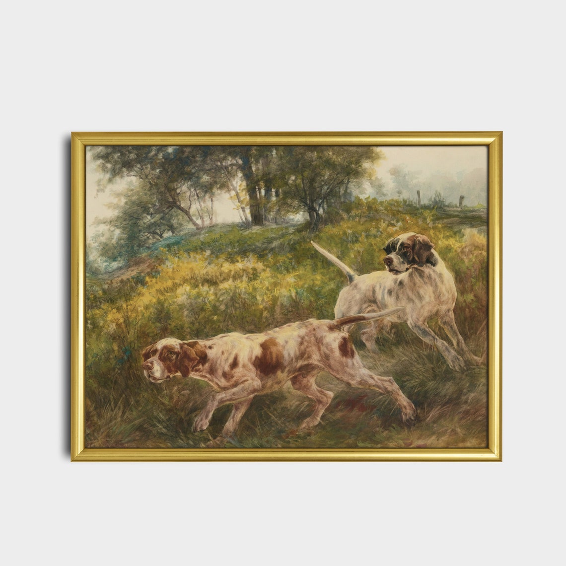 Two Setter Dogs Hunting in Tall Grass Antique Sporting Art Poster - Image 5