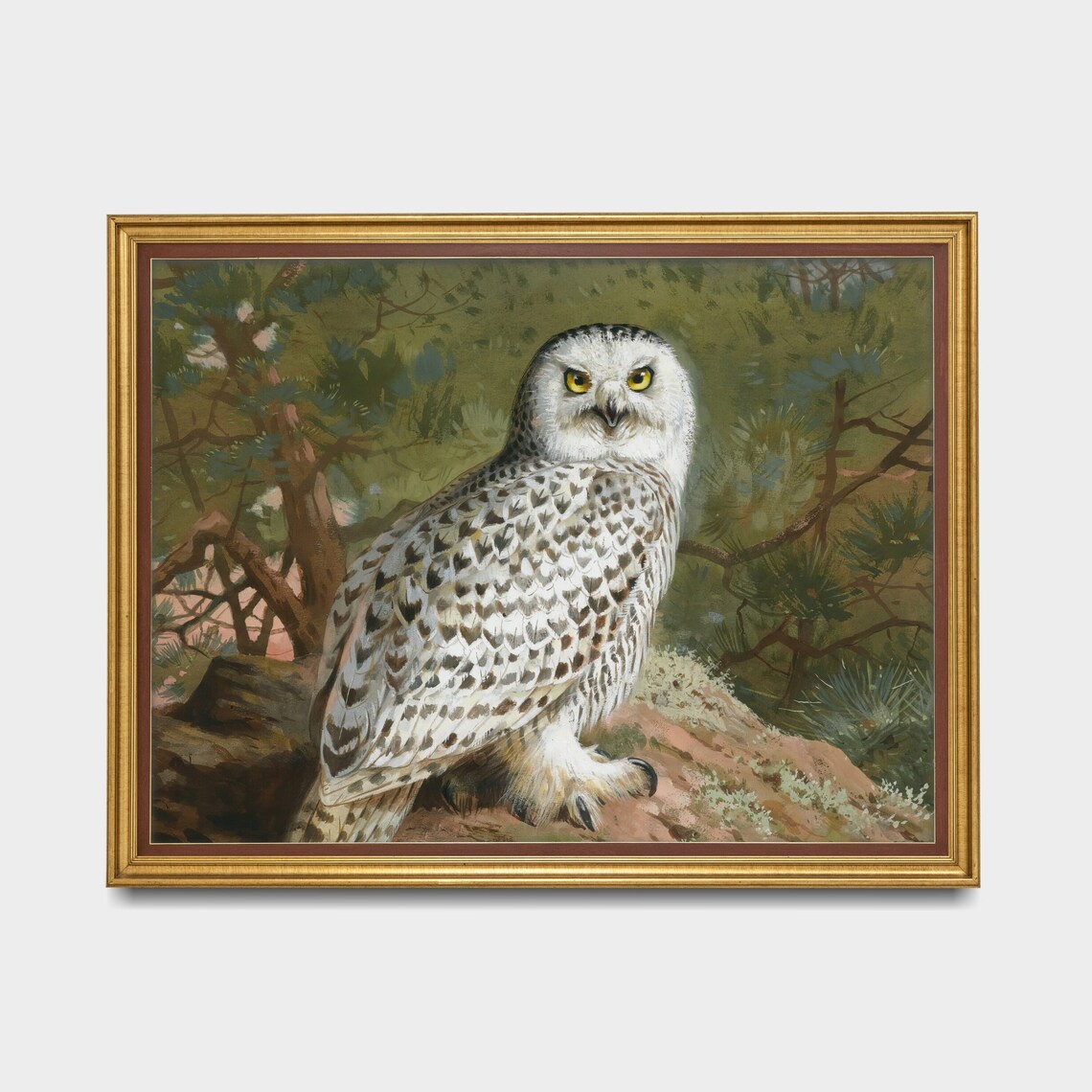 Vintage Owl Antique Bird Art Print, Rustic Farmhouse - Image 3