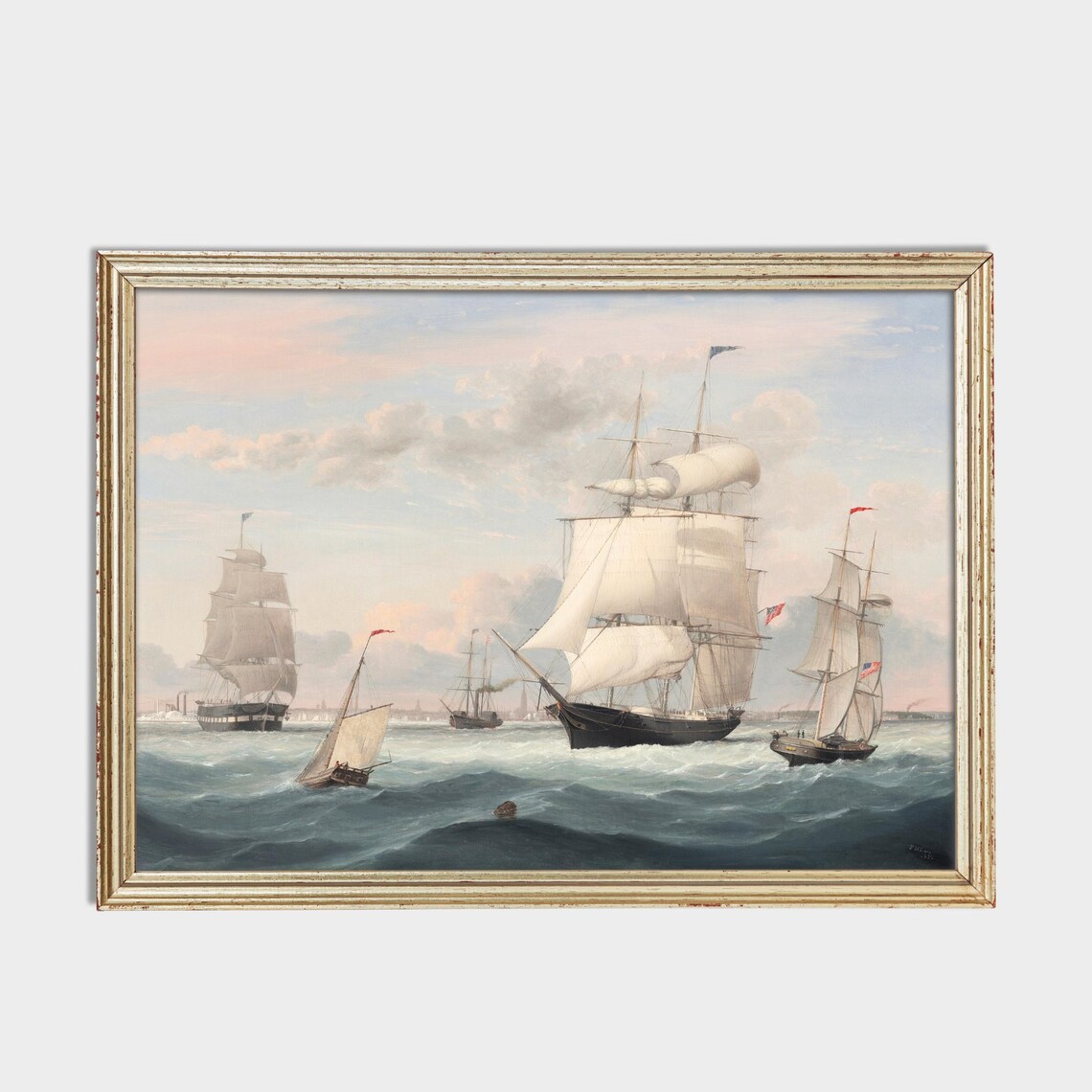 Tall Sailing Ships Classic Maritime Fleet Ocean Painting Poster - Image 2