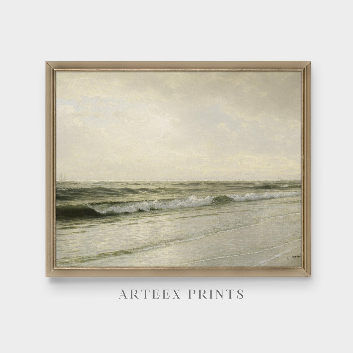 Vintage Seascape with Ship, Coastal Art Print - Image 3