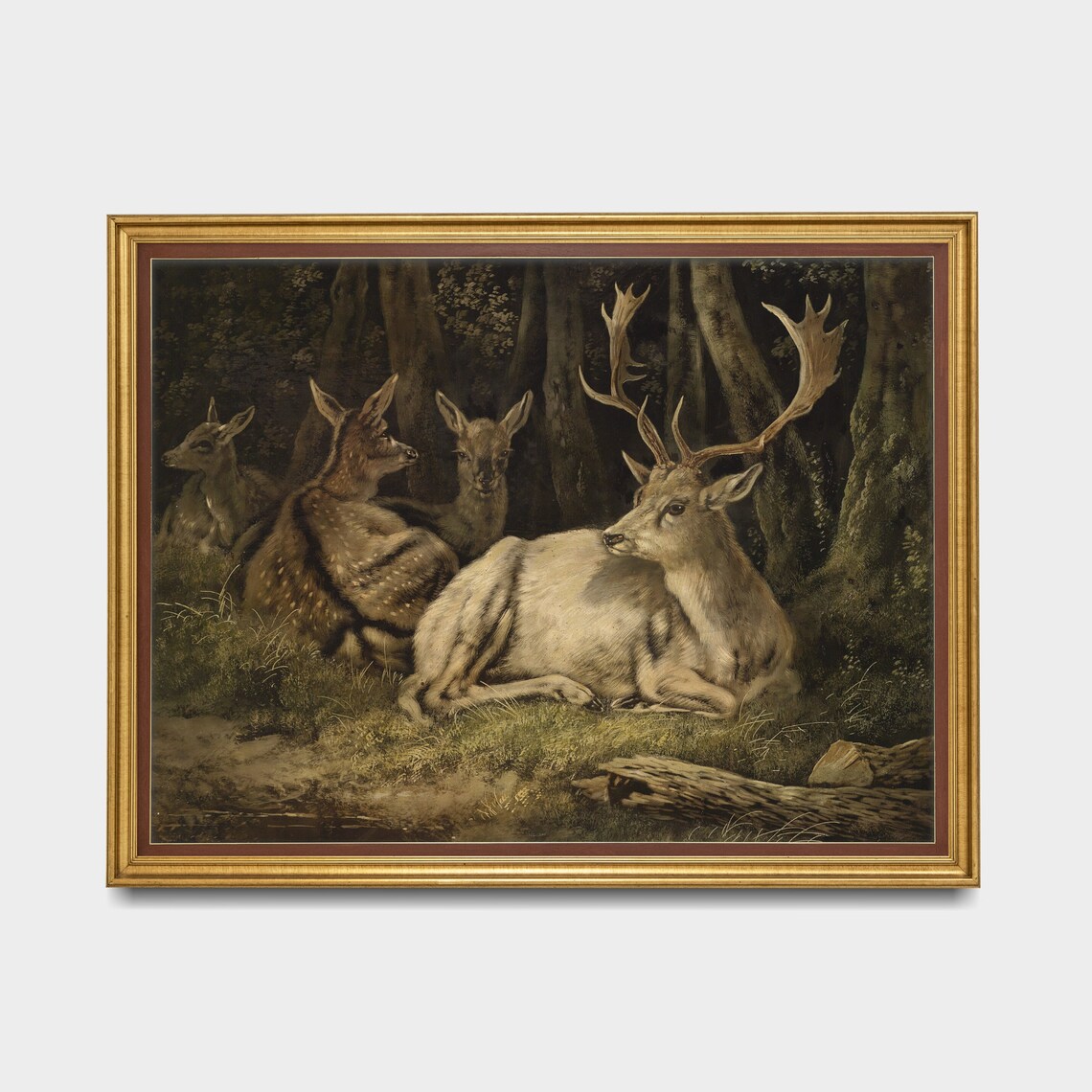 Deer Painting, Vintage Rustic Animal Art Print - Image 3