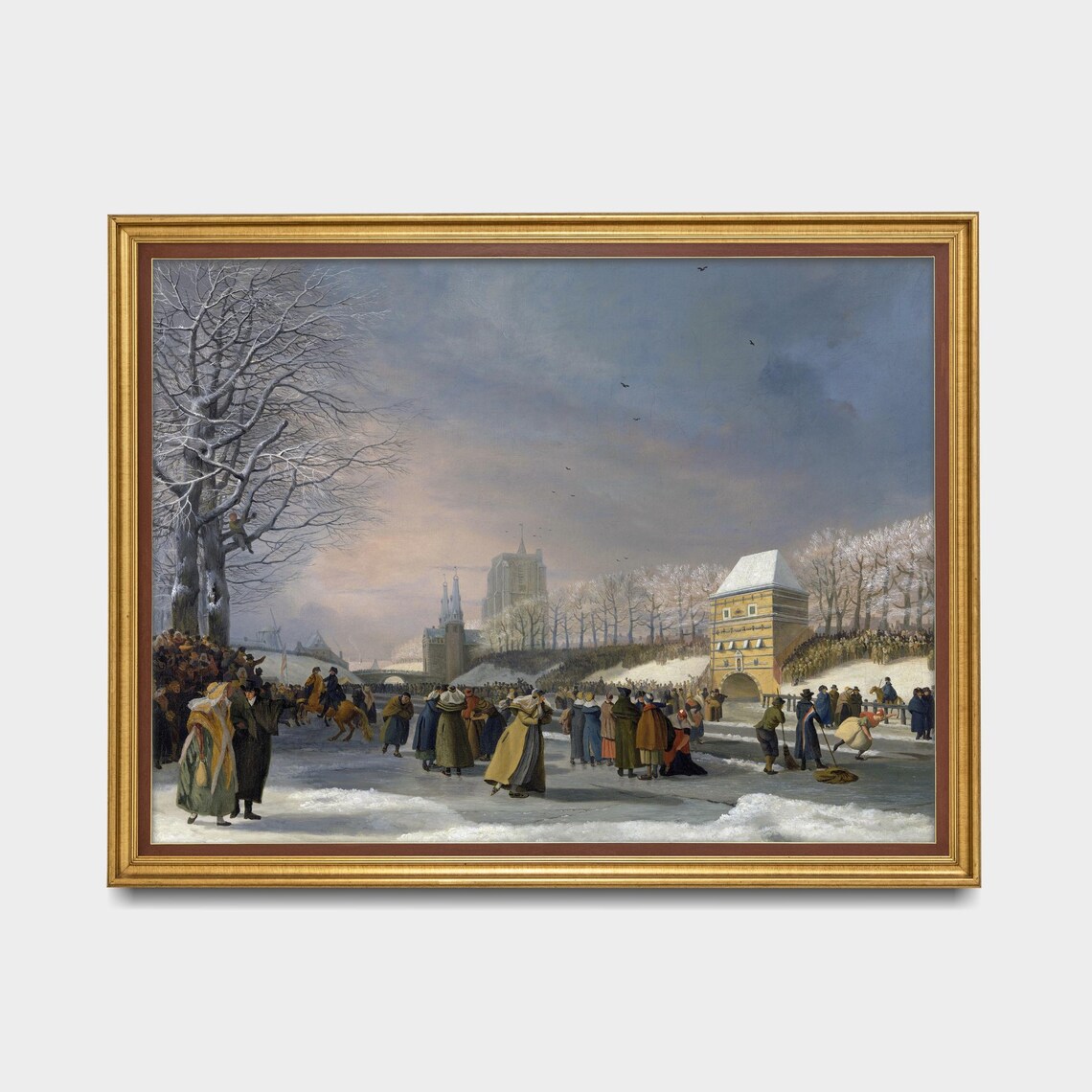 Antique Dutch Skaters On Frozen River Winter Painting Poster - Image 5