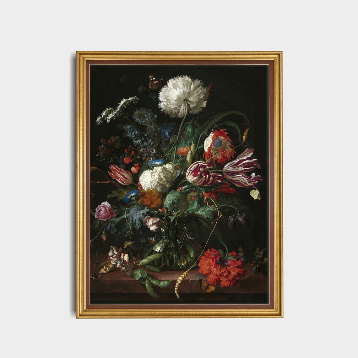 Dutch Baroque Floral Bouquet Still Life Painting Wall Poster - Image 5