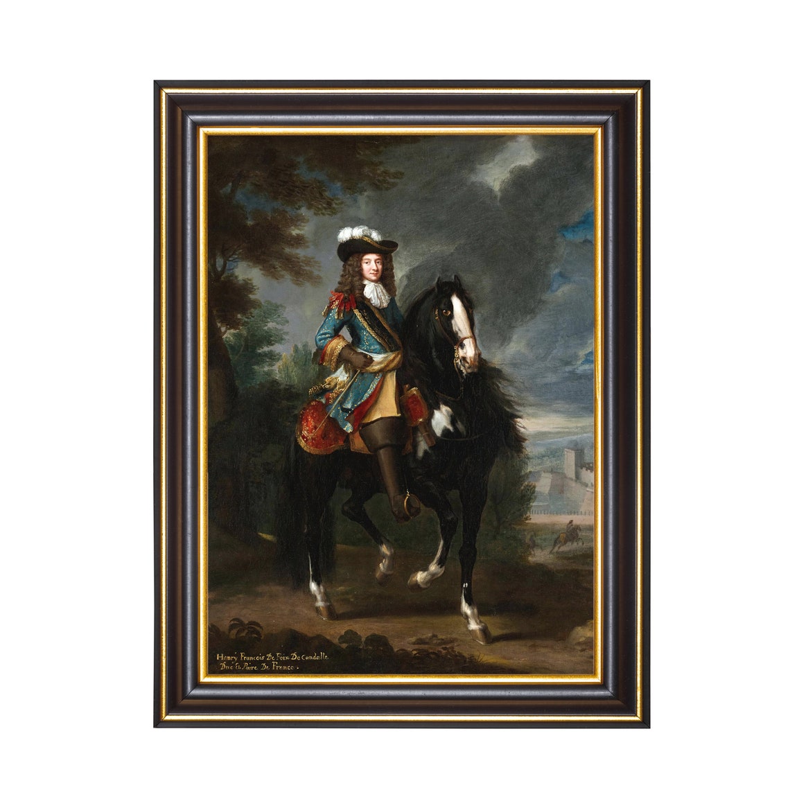 Antique Nobleman on Black Horse Baroque Equestrian Portrait Poster - Image 2