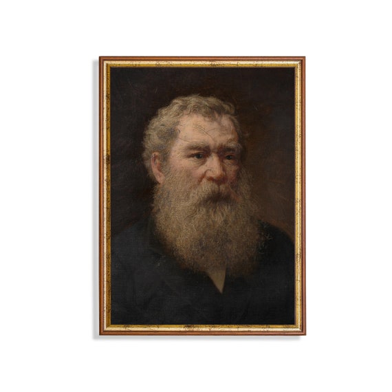 Vintage Gentleman Portrait Antique Man Portrait Oil Painting Print Moody Rustic Fine Art Wall Art