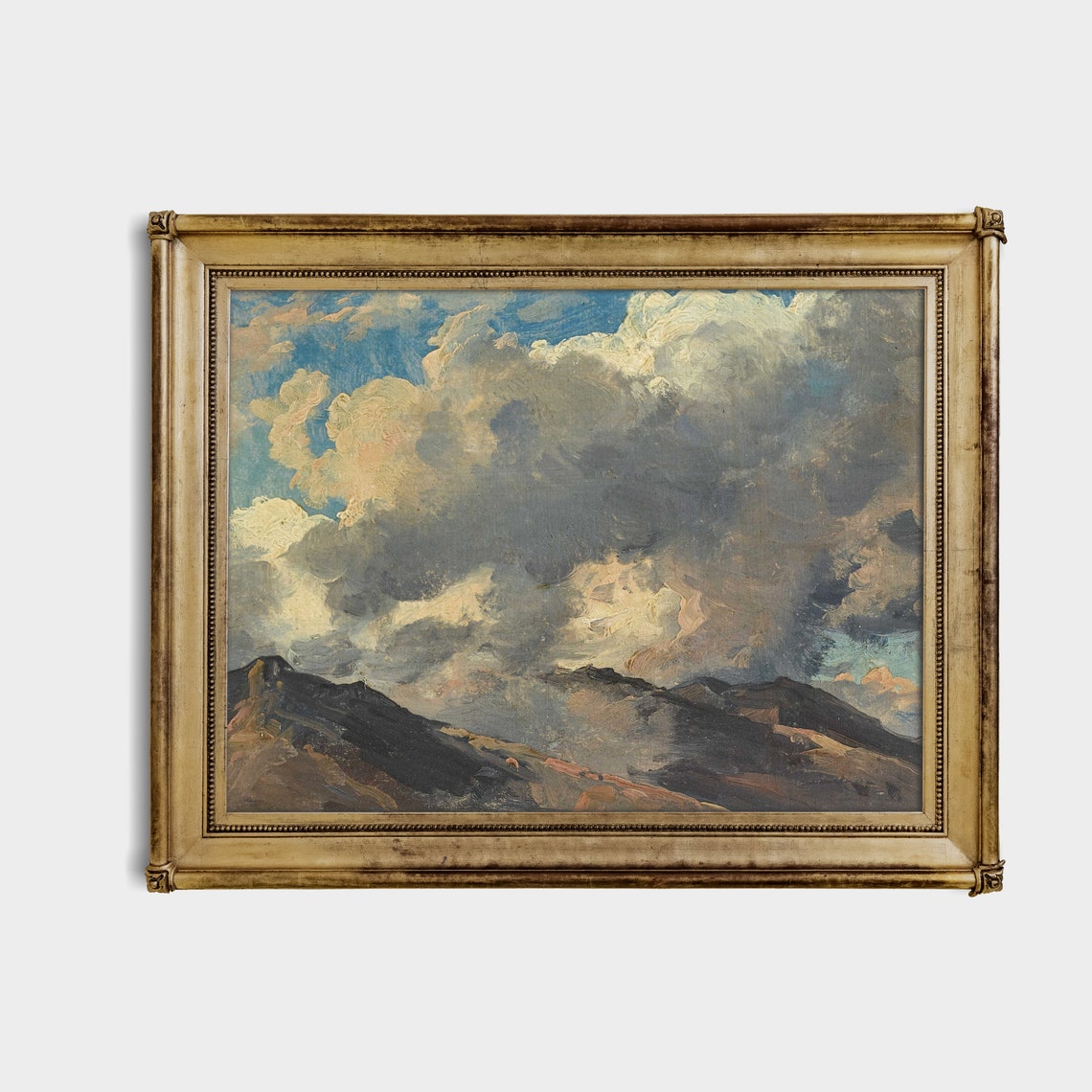 Dramatic Storm Clouds Over Dark Mountains Vintage Sky Poster - Image 3