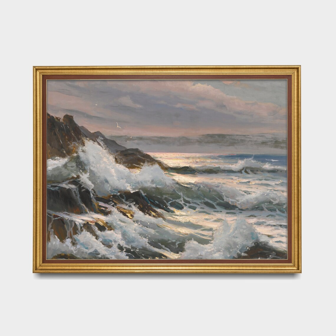 Vintage Seascape Painting, Coastal Art Print - Image 5