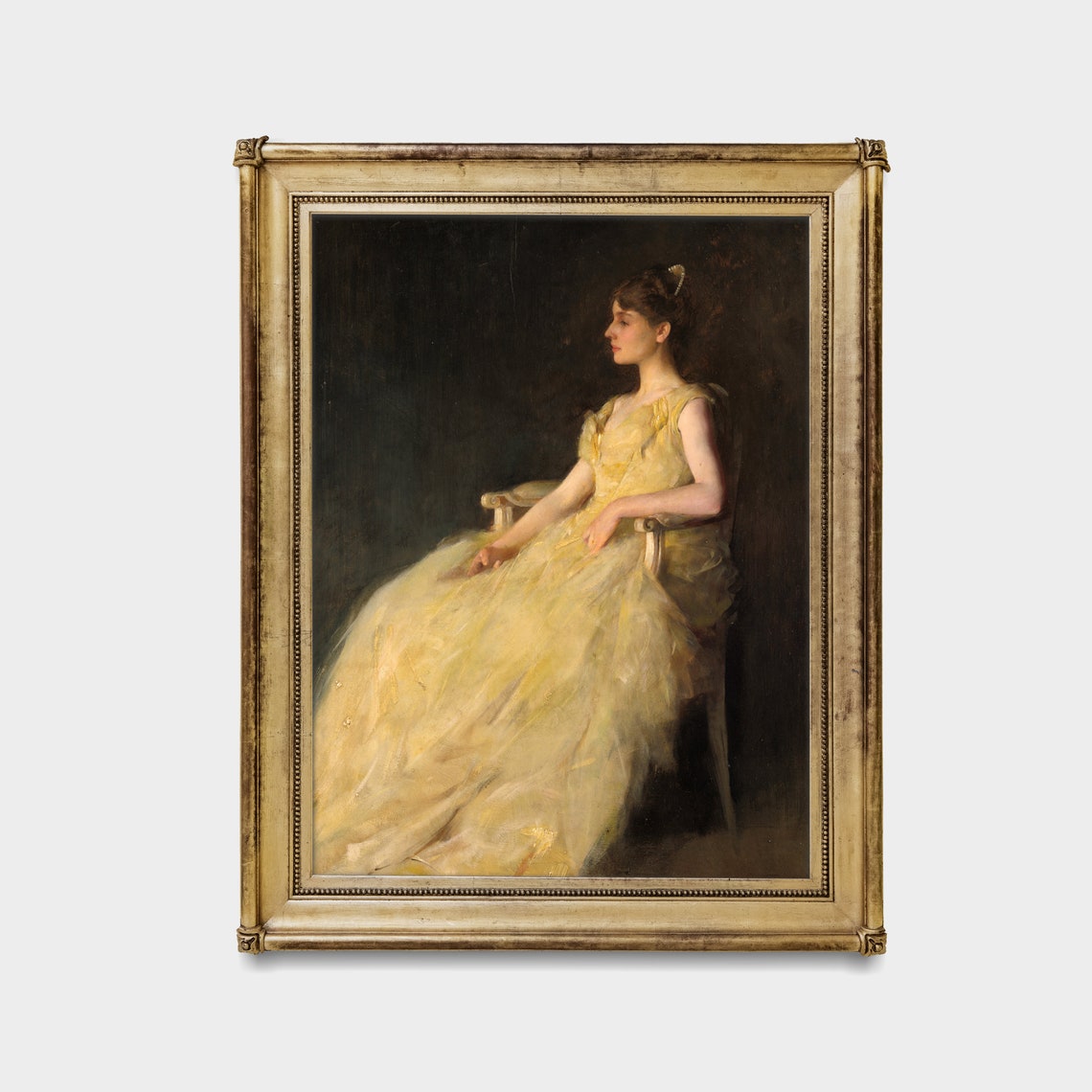 Printed And Shipped Lady In Yellow Painting Vintage Portrait Antique Woman Portrait Painting Moody Art Physical Prints - Image 2