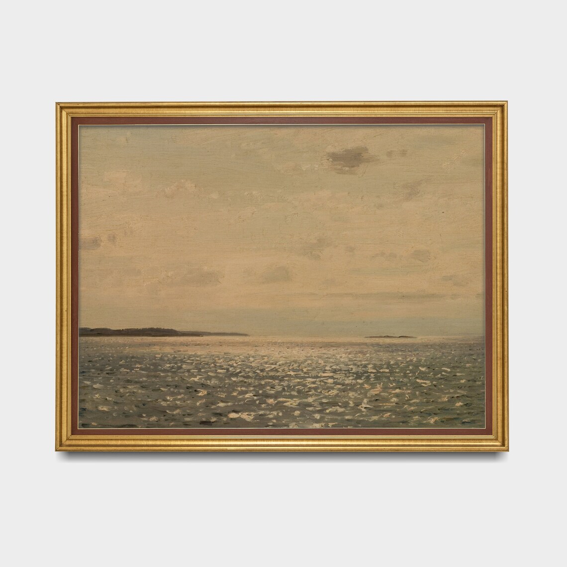 Sunlight Glittering on Calm Sea Vintage Seascape Oil Painting Poster - Image 3