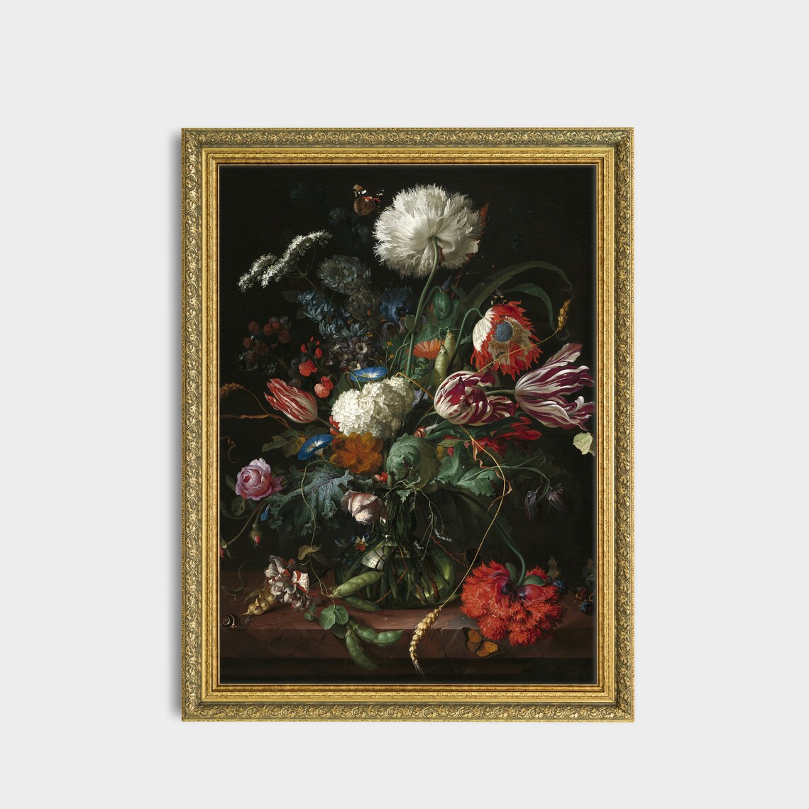 Dutch Baroque Floral Bouquet Still Life Painting Wall Poster - Image 3