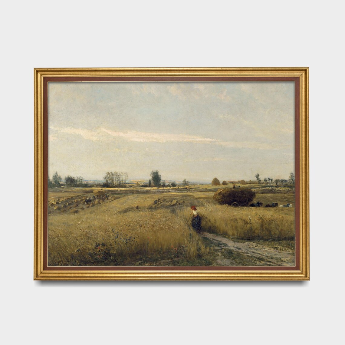 Golden Wheat Harvest with a Loaded Hay Cart Vintage Farm Poster - Image 5