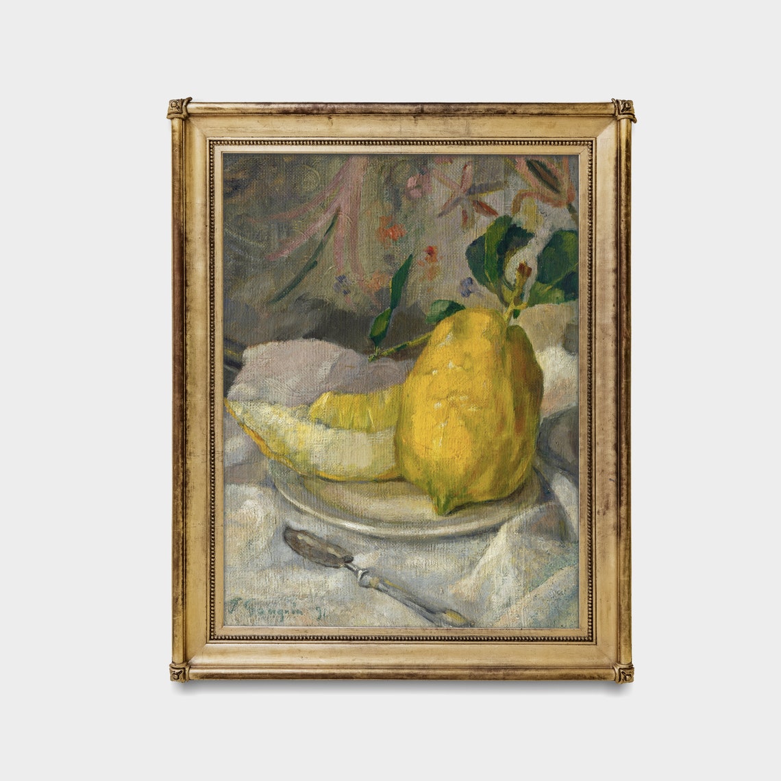 Fresh Lemon and Cut Melon Slice Still Life Vintage Kitchen Art Poster - Image 4