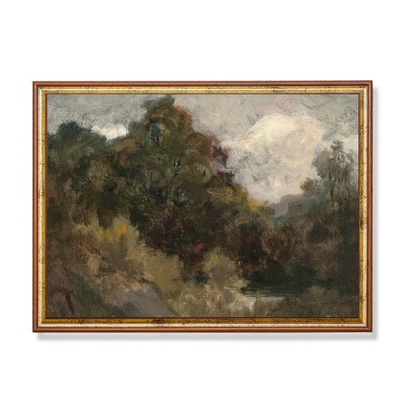Mailed Print Vintage Landscape Painting Antique Moody Rustic Fine Print Farmhouse Countrydecor Printed And Shipped