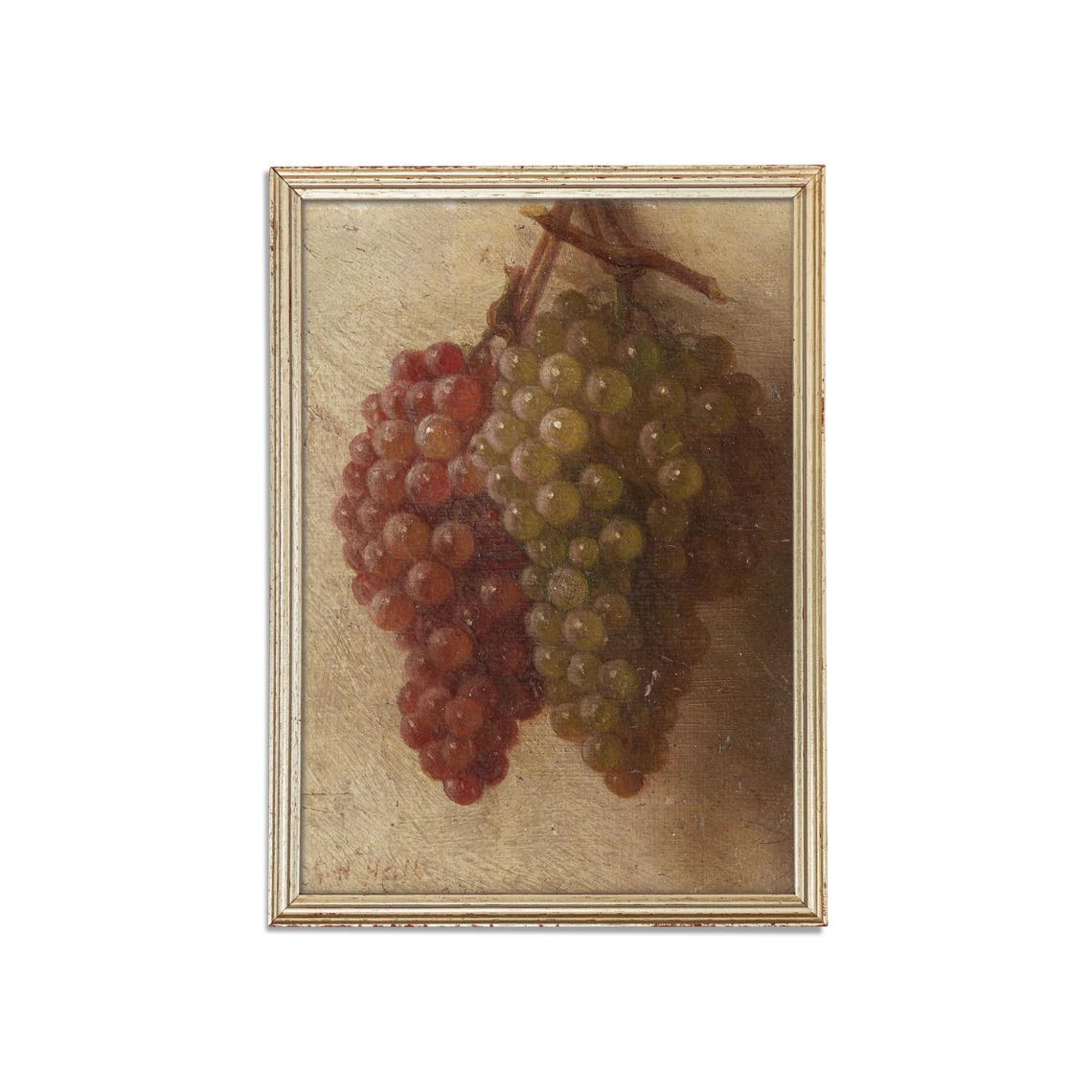 Hanging Red and Green Grape Clusters Still Life Study Poster - Image 3