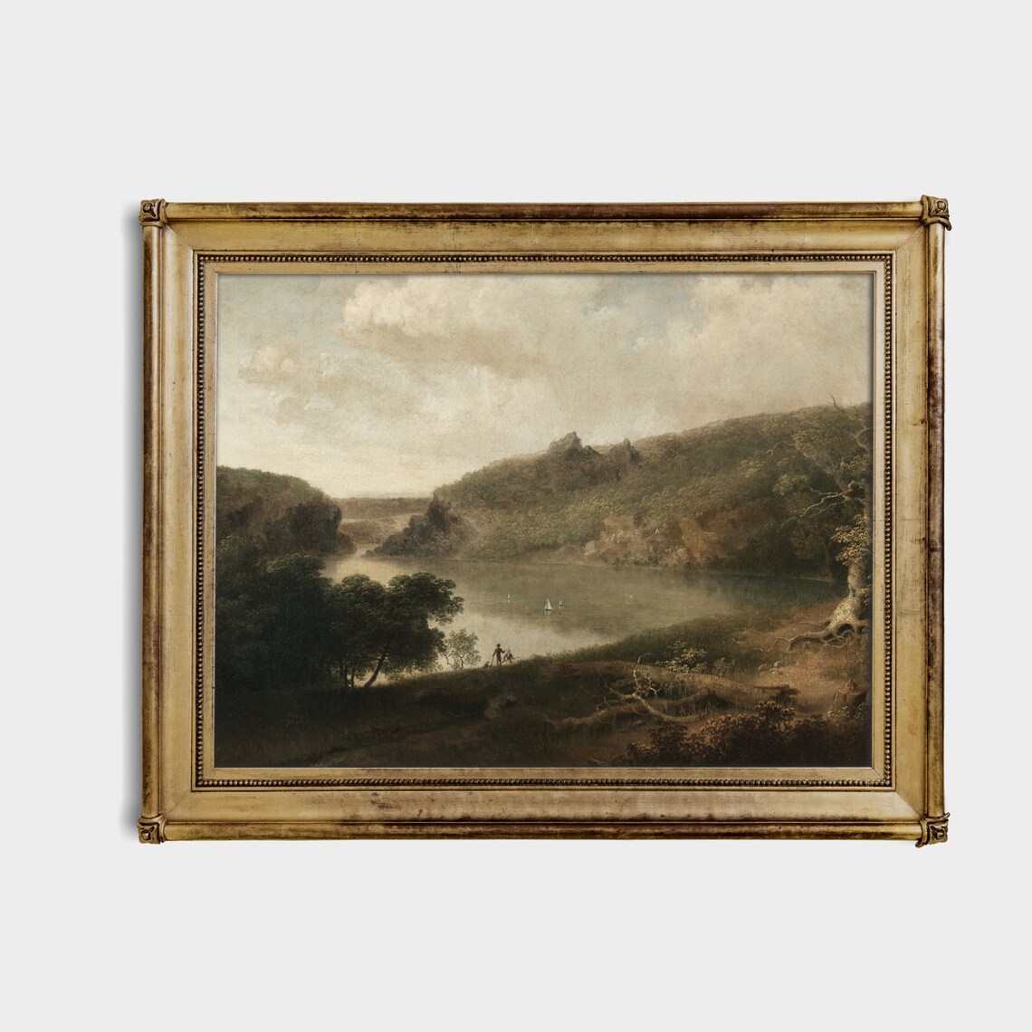 Vintage Lake Landscape, Rustic Farmhouse Art Print - Image 2