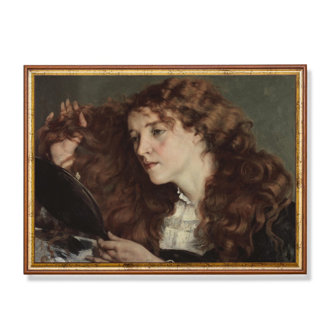 Vintage Portrait Painting Portrait Of Young Beautiful Woman Antique Victorian Lady Wall Art Fine Art